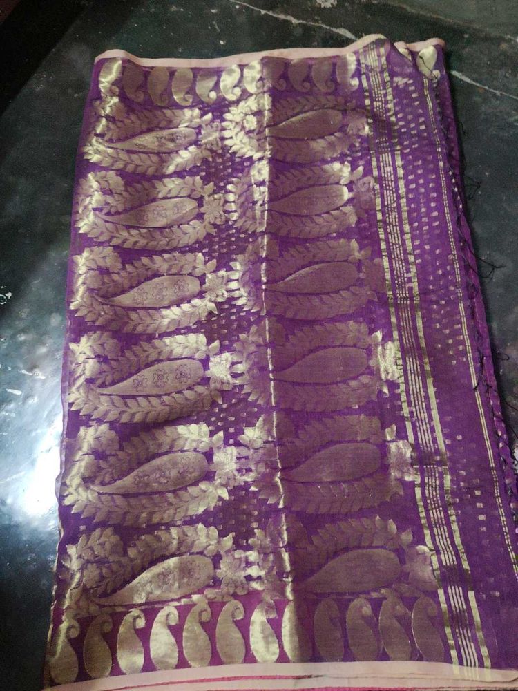 purple soft hajar buti dhakai jamdani saree