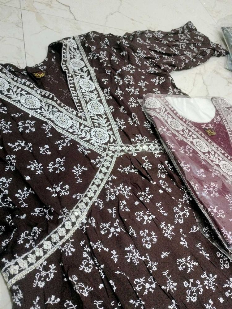 Brown &amp; Maroon 2 Floral Print Dress XL