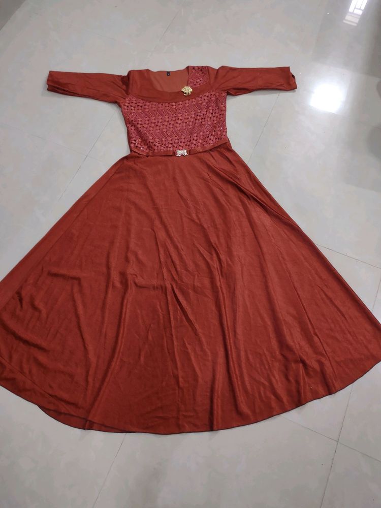 Brick red party gown