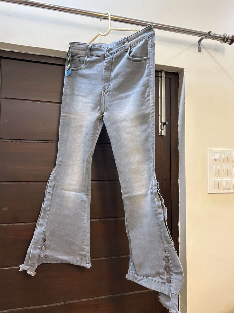 Greyish Bell Bottom Jeans New With Tag In Size 34
