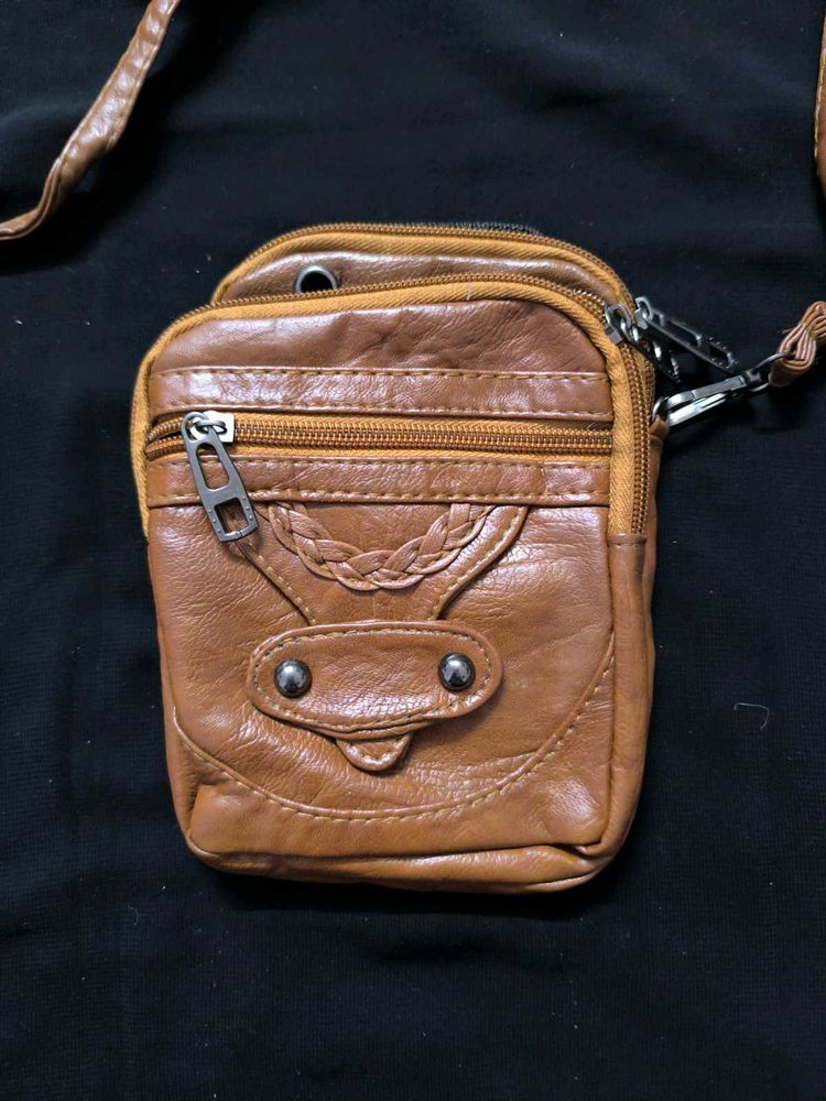 Pure leather Brown Crossbody Bag