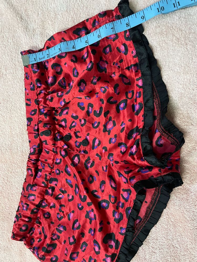Red Animal Print Shorts