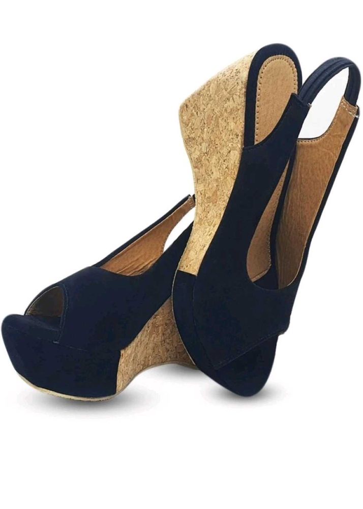 Black Wedge Slingback Heels