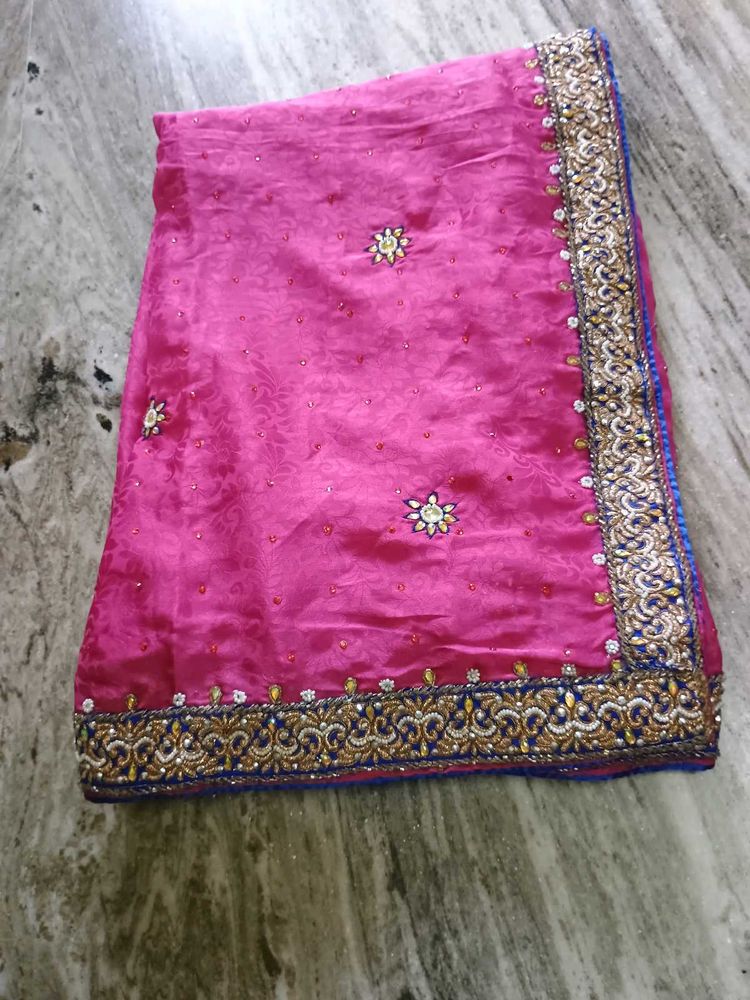 Pink Colur Heavy Work Saree For Sale