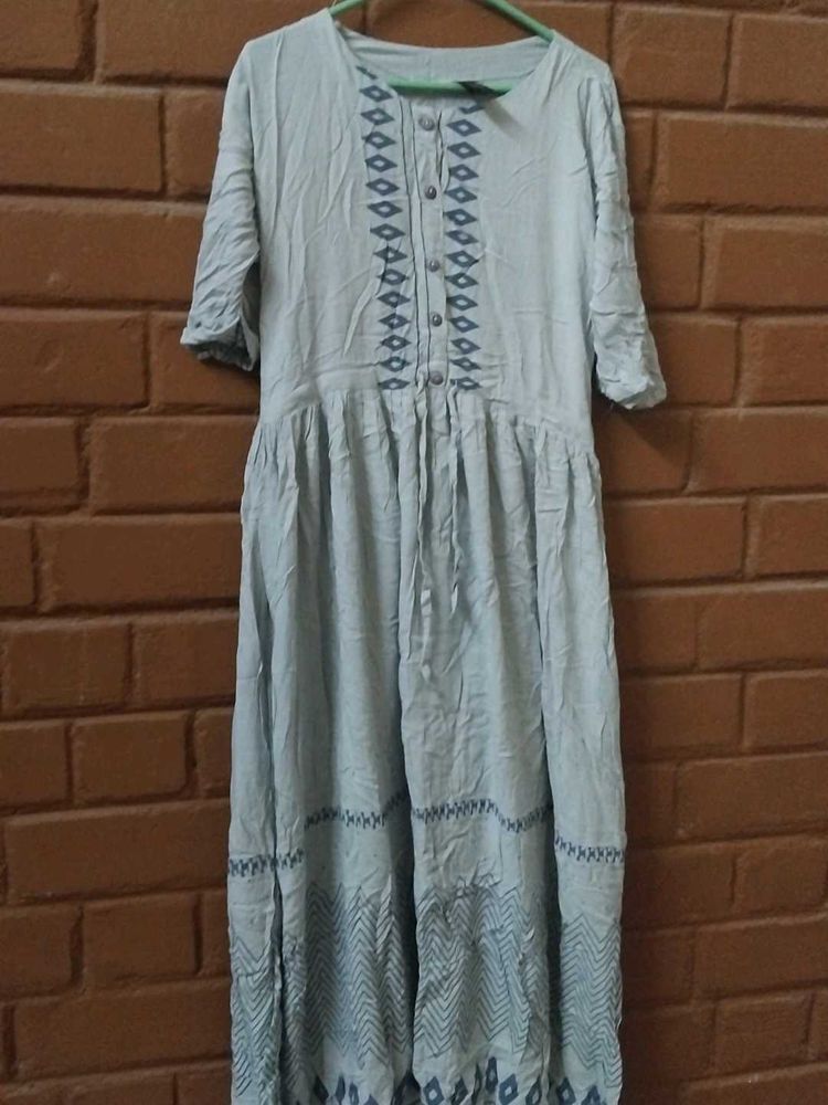 Light Blue Casual Embroidered Dress