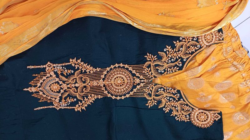 Yellow Green Salwar Suit With Plazo Pant For Women