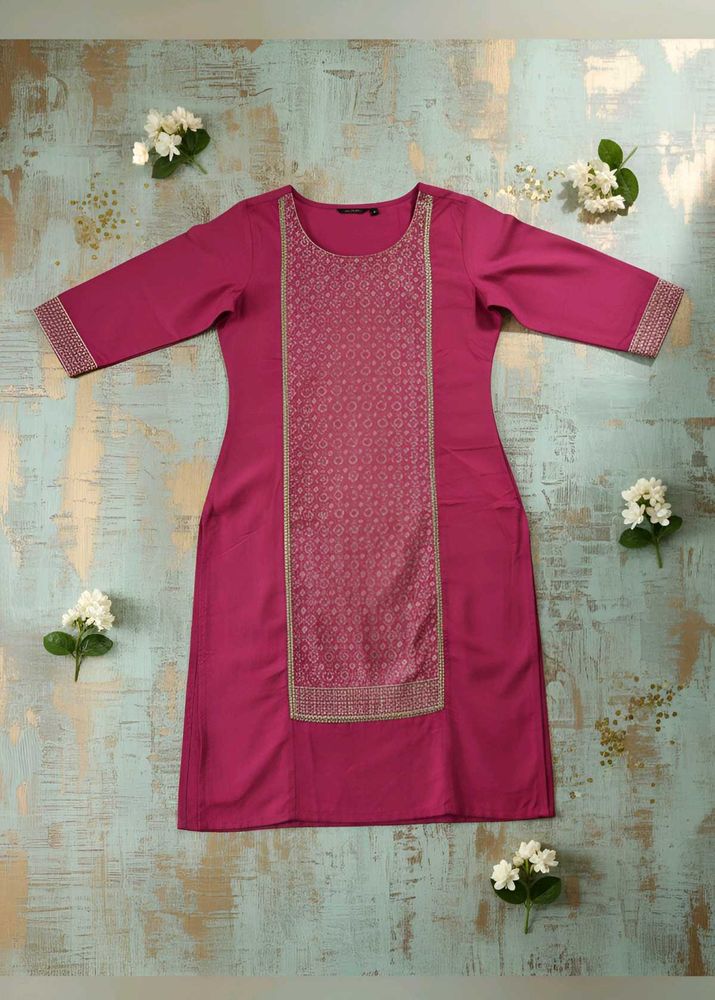 Pink Embroidered Kurta
