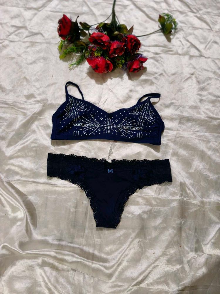 Navy Bra &amp; Panty Set