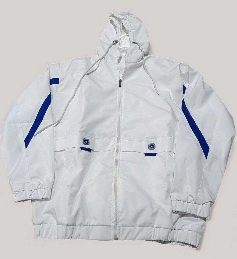 White &amp; Blue Zip-Up Jacket, XL SIZE