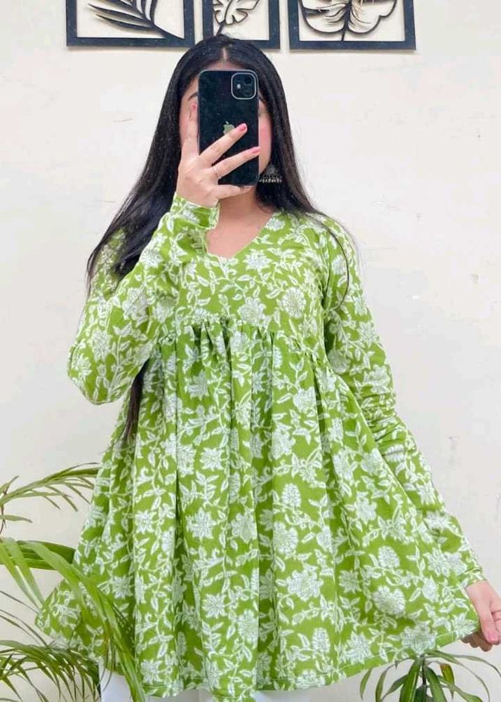 Green Floral Print Kurti