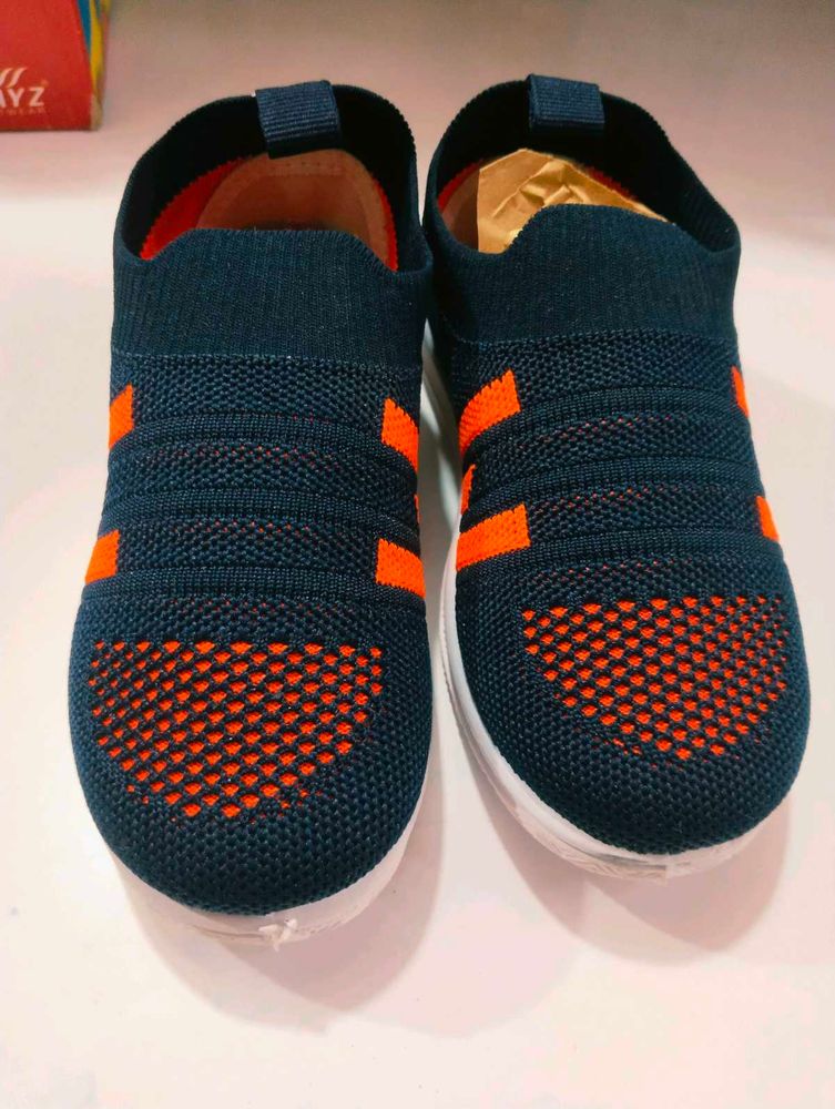 Kids Blue &amp; Orange Slip-on Shoes