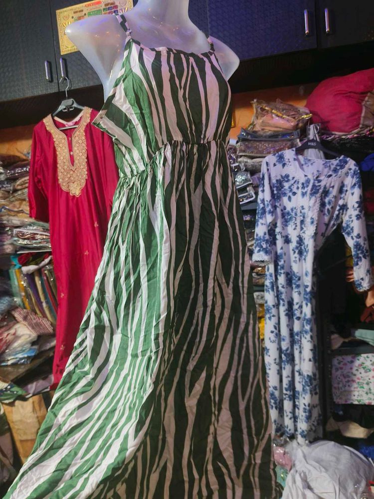 Stylish Green Striped Dress