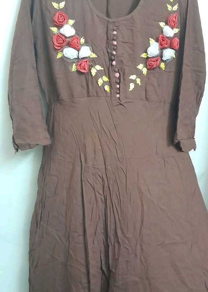 Embroidered Brown Dress