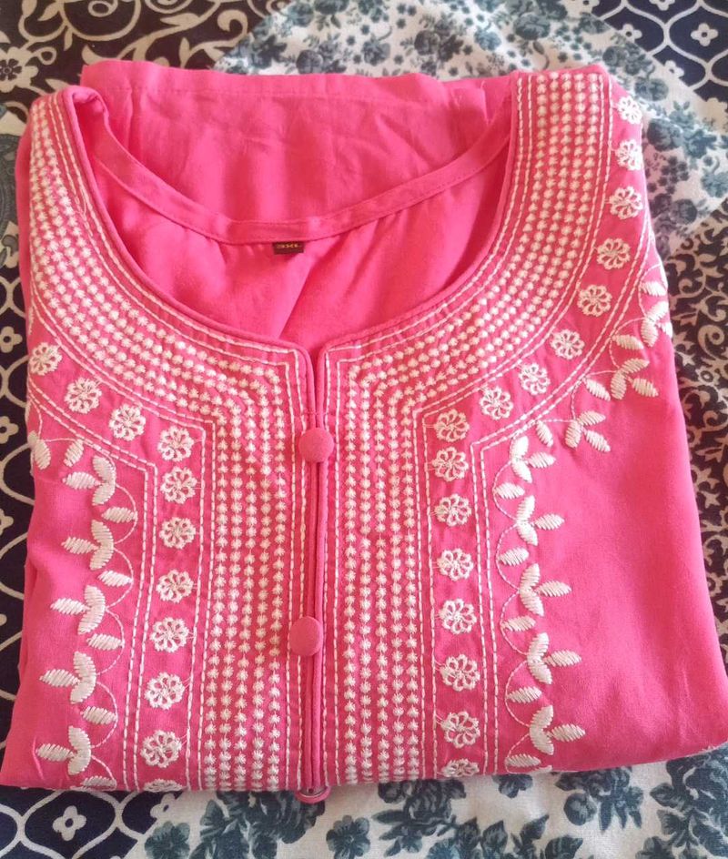 Pink Embroidered Kurta