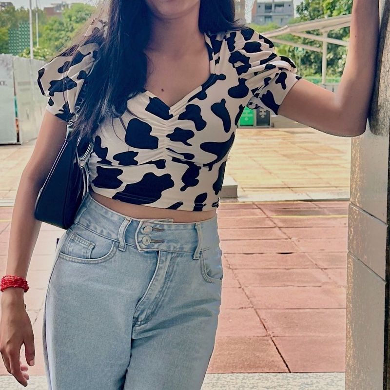 Cow Print Crop Top