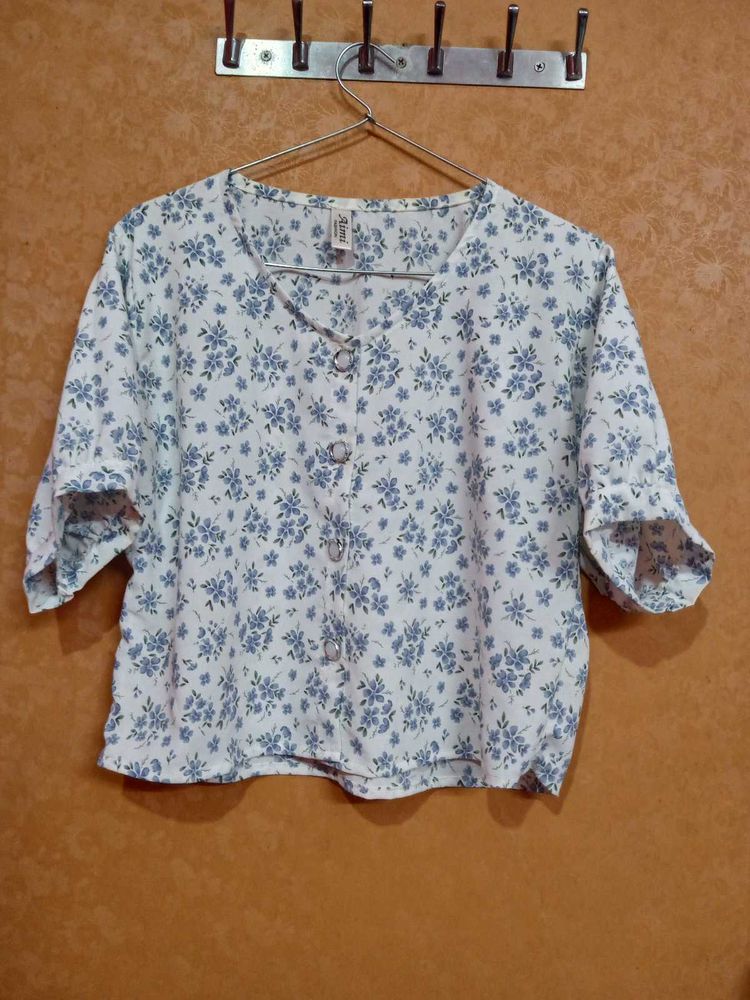 Floral Print Button-Up Top