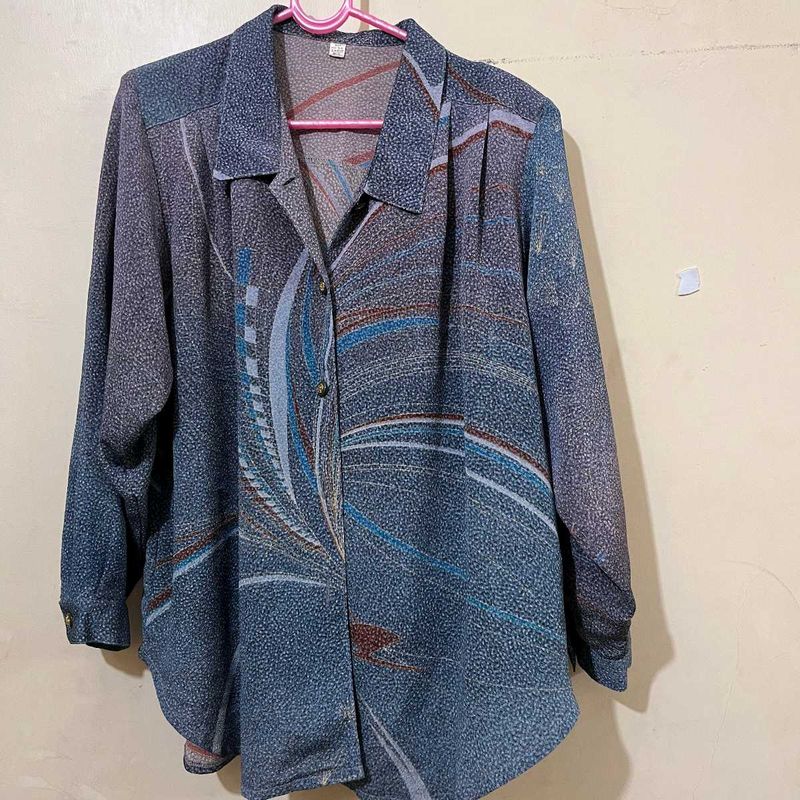 Abstract Print Oversized Shirt