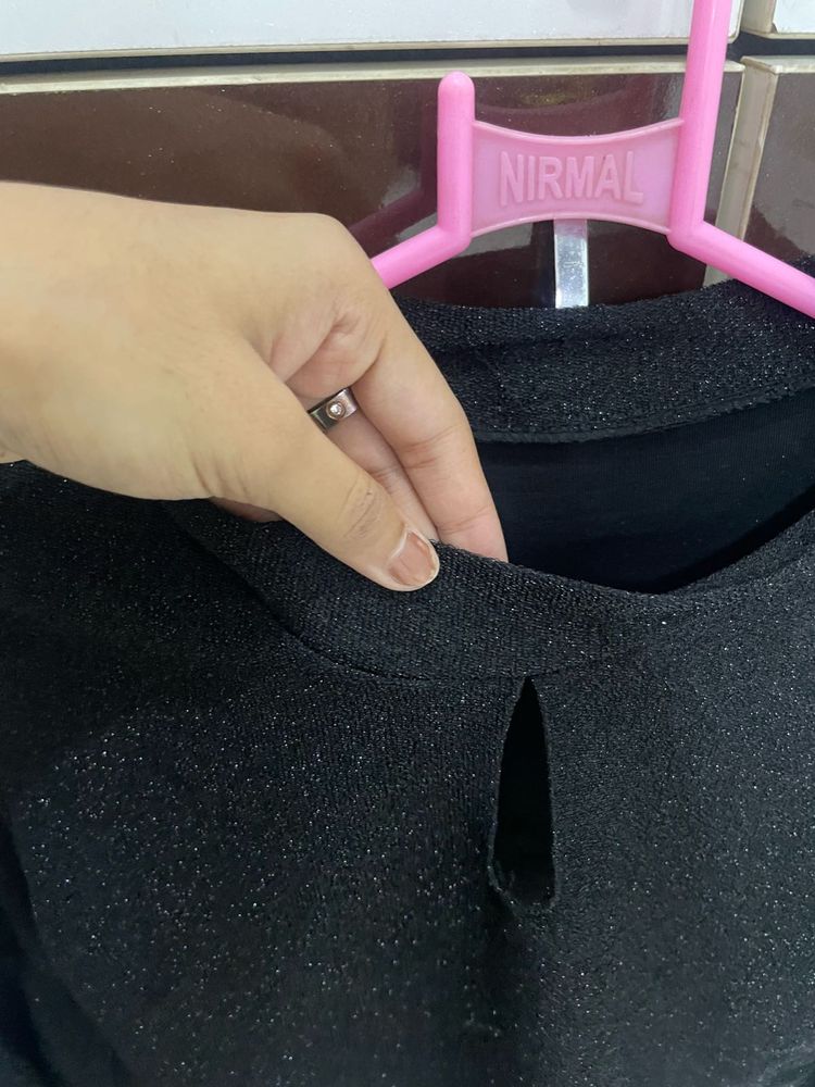 Sparkly Black Top with Keyhole Detail