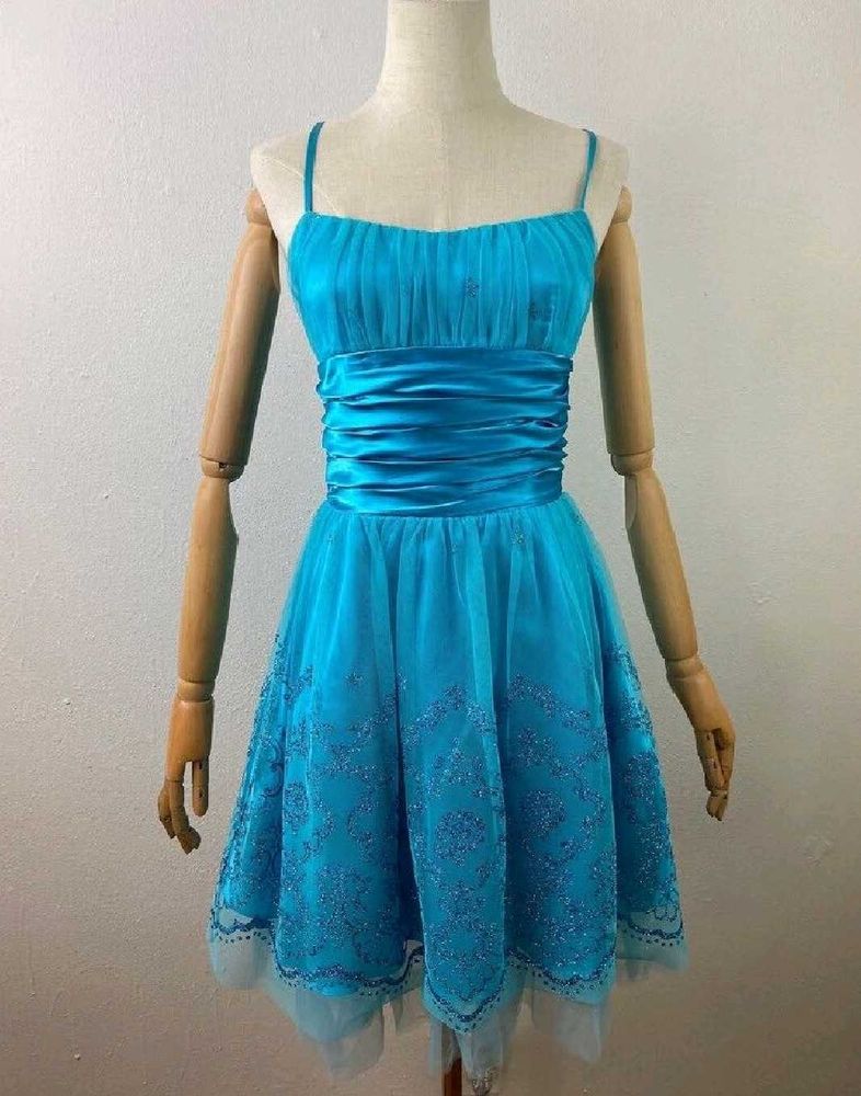 Y2k Party Pinteresty Ocean Blue Glitter Dress