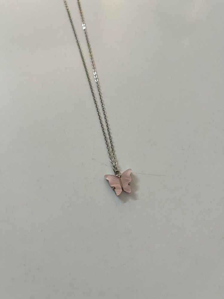 Butterfly Pendant Chain Necklace Silver