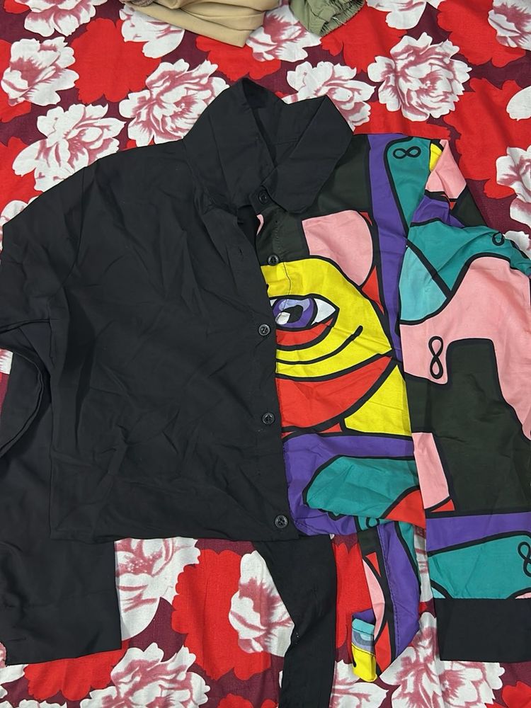 Unique Graphic Print Crop Shrit