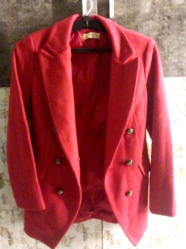 Red Double-Breasted Blazer