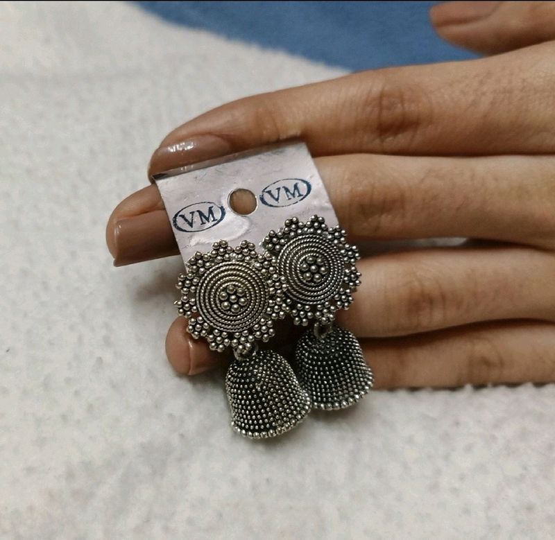 Oxidised Mini Jhumkas
