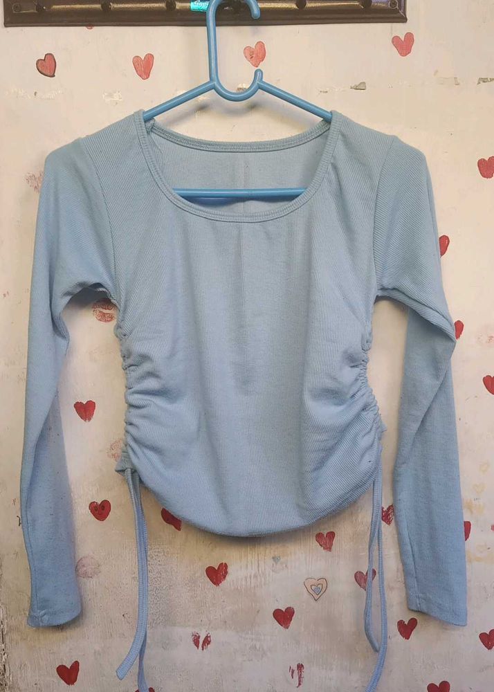 Cute Light Blue Long Sleeve Top