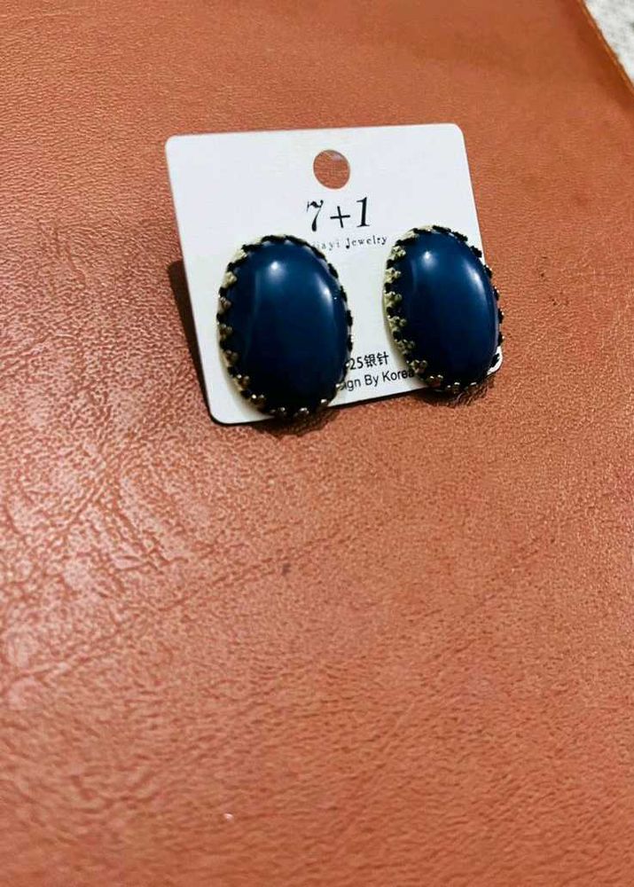 Navy Blue Stud Earrings