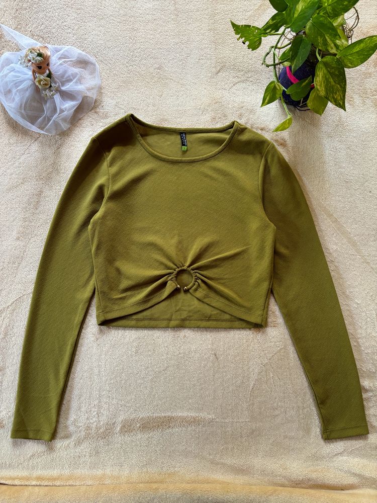Olive Green Crop Top