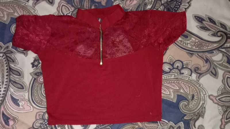 Red slip on blouse