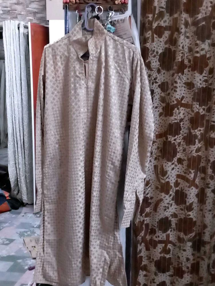 Elegant Gold Jacquard Kurta