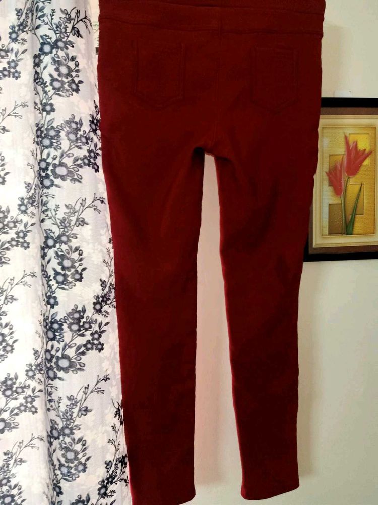 LYCRA Women&#39;s Maroon Jegging