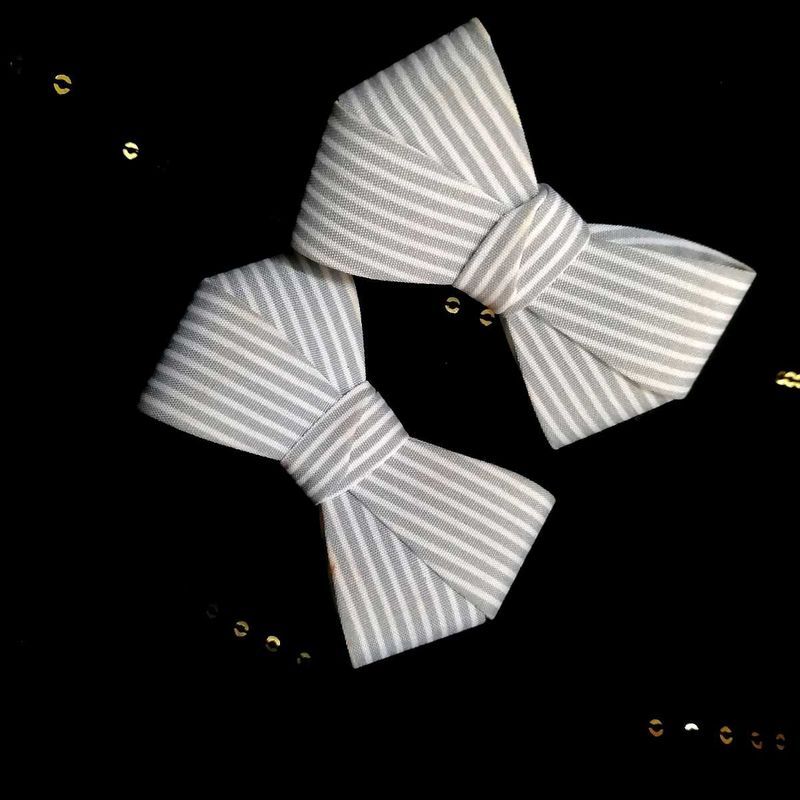 Striped Bow Hair Clips