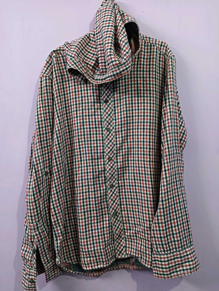 Checkered Hooded Shirt