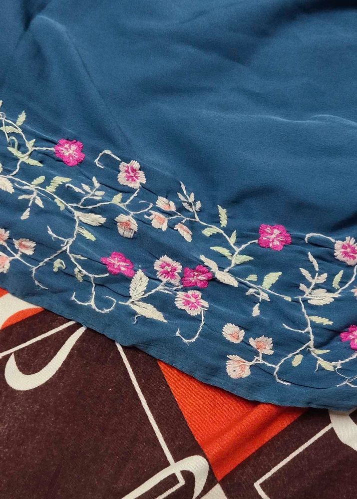 hand  Embroidered crap saree