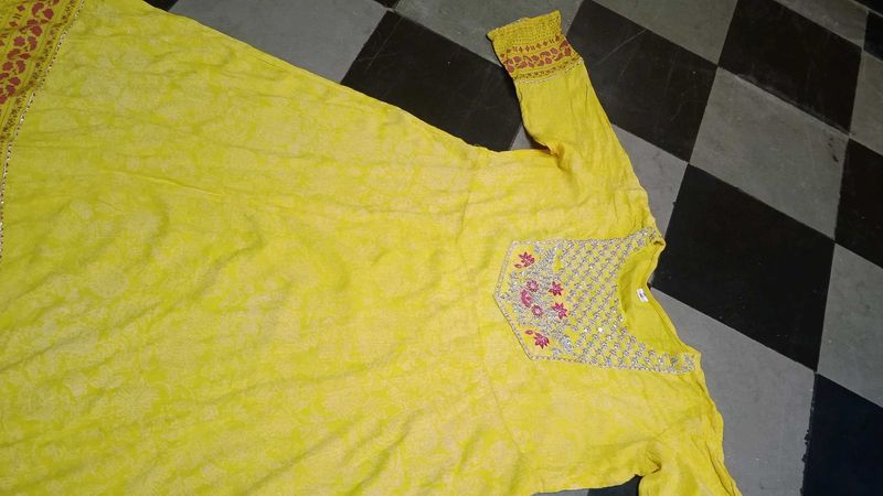 Ethnic Yellow Printed Kurta