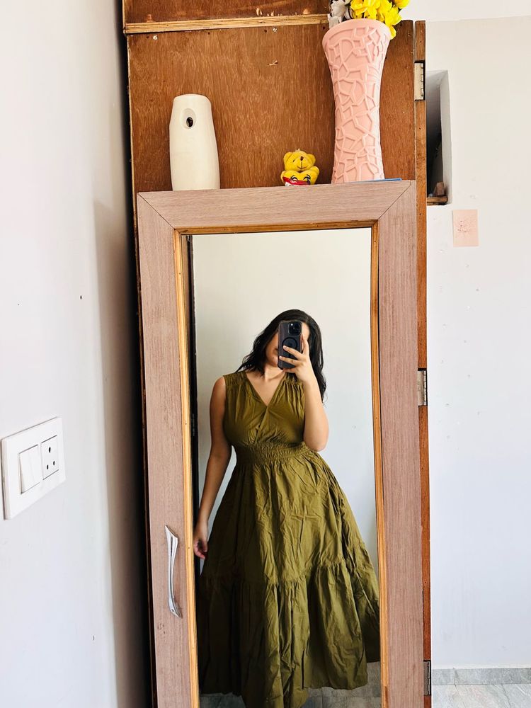 Olive Green Tiered Maxi Dress