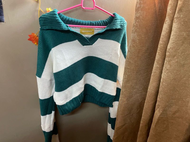 Striped Knit Cropped Sweater