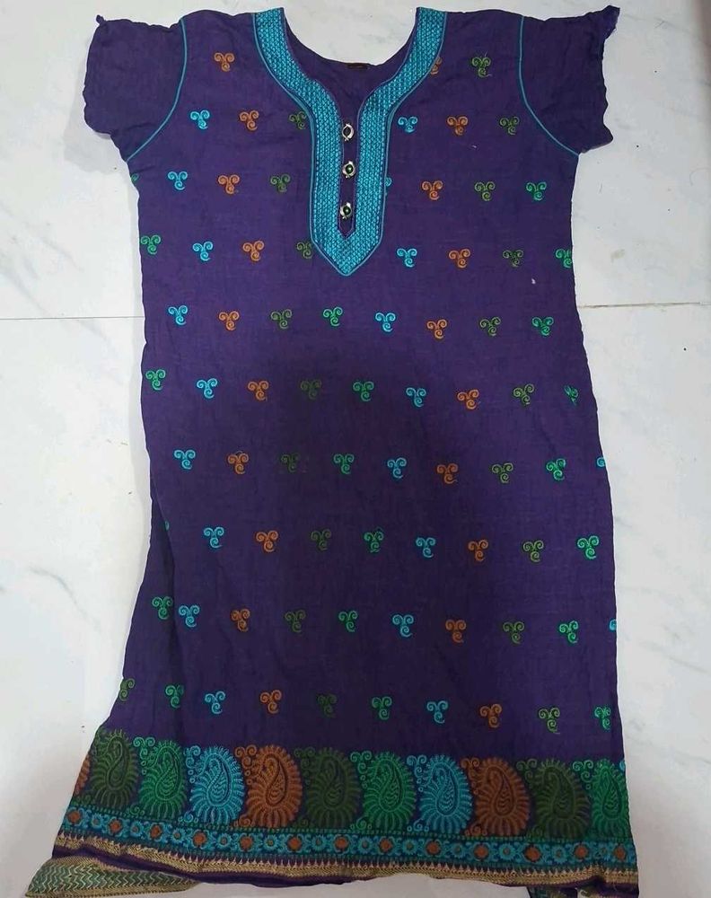 Purple Embroidered Kurta