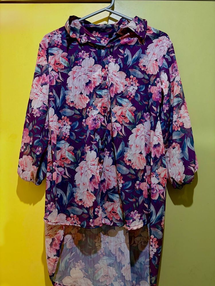 Floral Print Hi-Lo Top