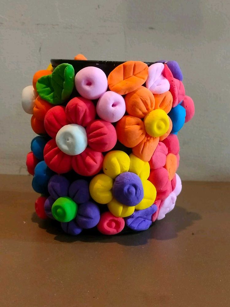 Floral Pencil Or Cosmetics Brush Holder