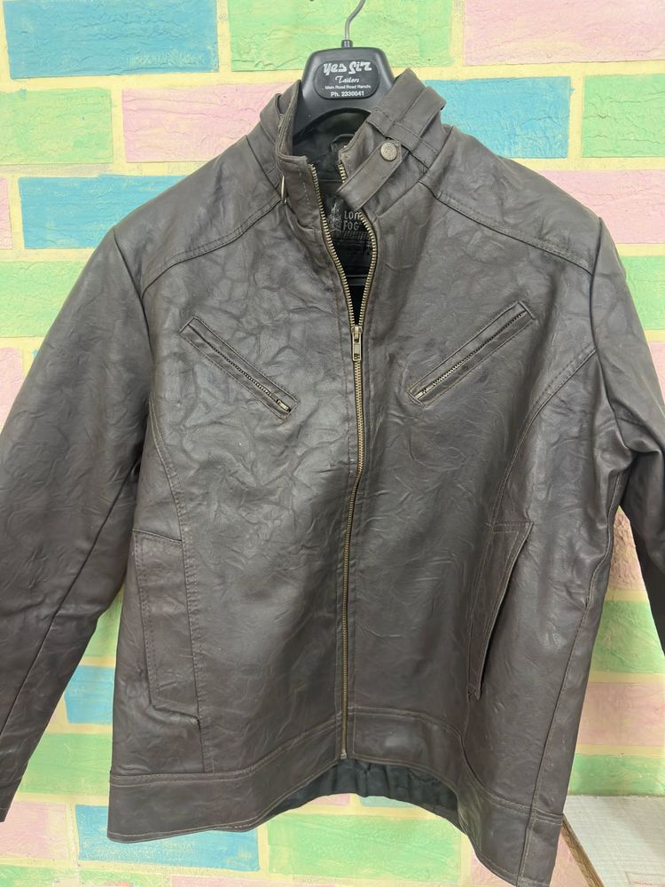Men's Brown Faux Leather Jacket