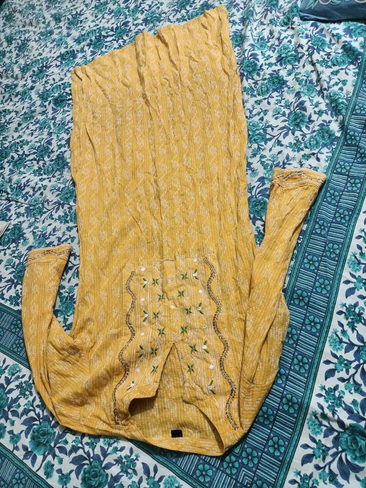 Yellow Embroidered Kurta