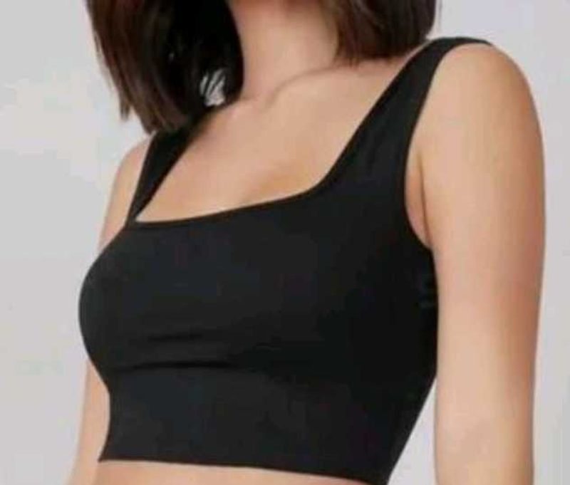 Black Square Neck Crop Top