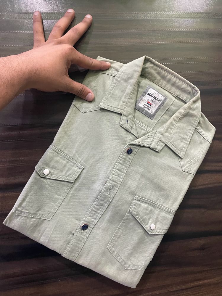 Sea Green Patch Pocket Shirt For Men 👔