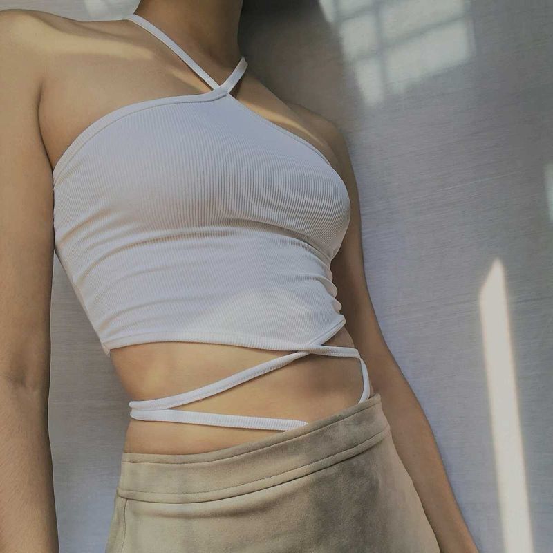 White Halter Crop Top