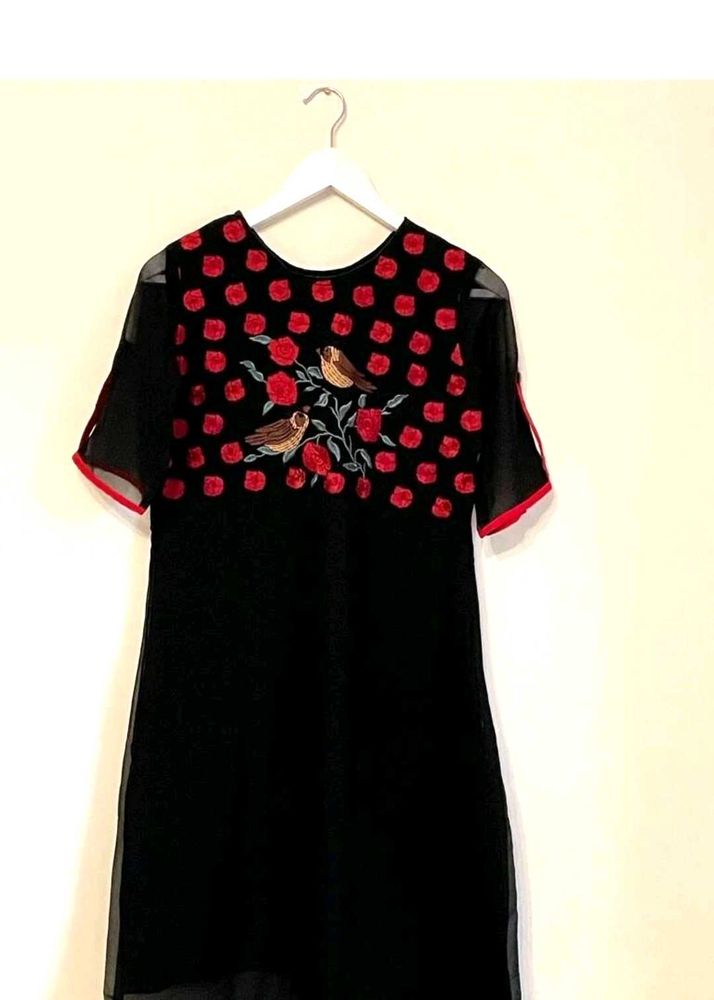 Floral Embroidered Sheer Dress