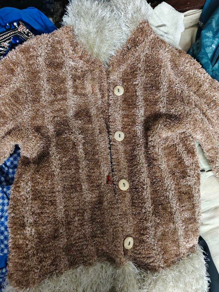 Vintage Fuzzy Brown Cardigan Sweater