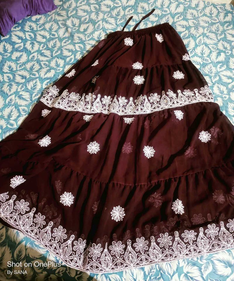 Purple Chikankari Skirt